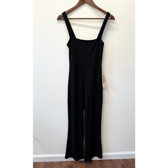 Reformation Essie Jumpsuit Womens Size S Black Ribbed Knit Flare Stretch New - Picture 1 of 9